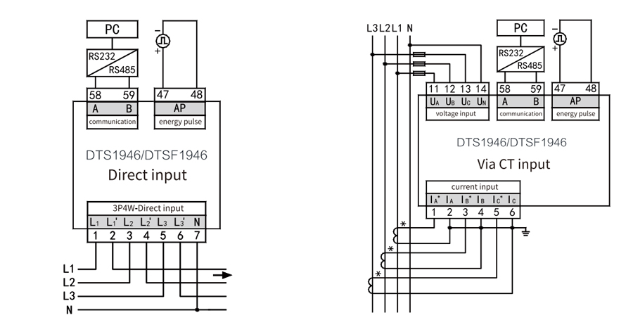 DIN-rail Mounted Energy Meter Typical Wiring 2