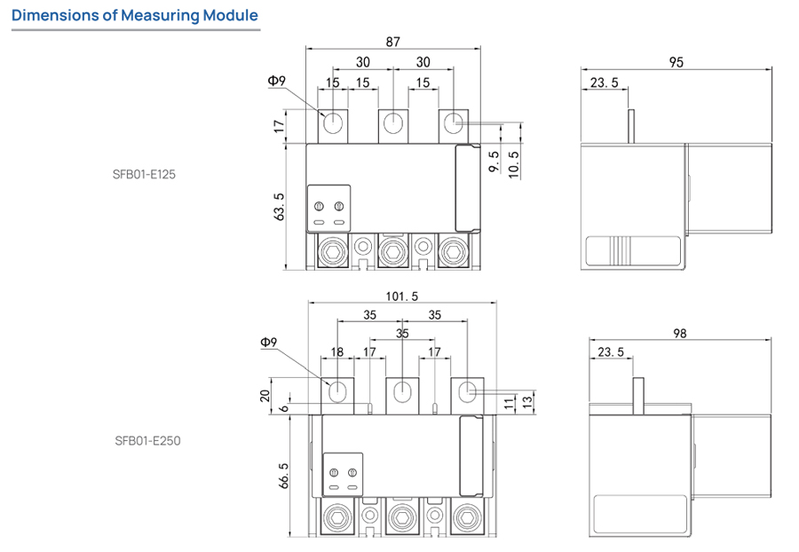 SFB01 Series Integrated Multi-functional Power Meter Dimension